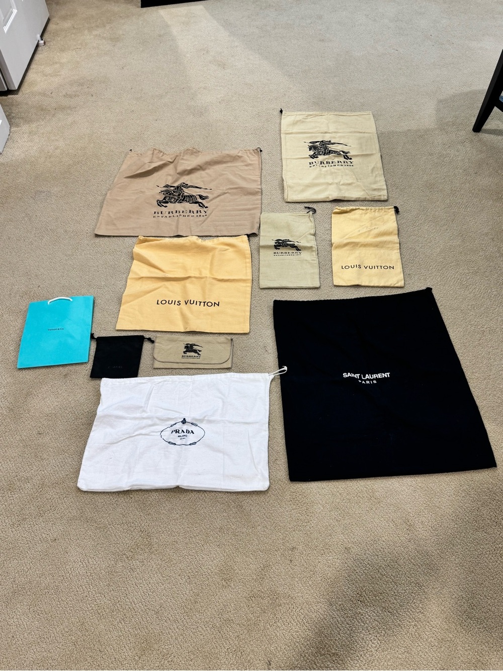 Lot of 10 various designer dust bags